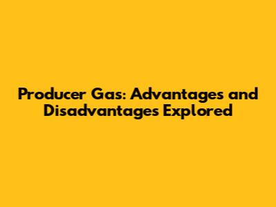 Producer Gas: Advantages and Disadvantages Explored