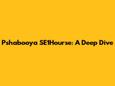 Pshabooya SE1Hourse: A Deep Dive