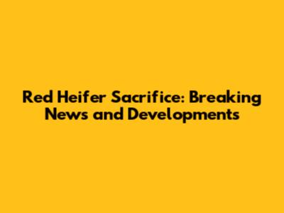 Red Heifer Sacrifice: Breaking News and Developments