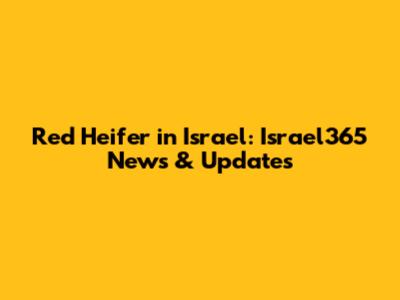 Red Heifer in Israel: Israel365 News & Updates