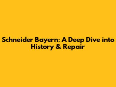 Schneider Bayern: A Deep Dive into History & Repair