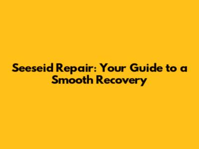 Seeseid Repair: Your Guide to a Smooth Recovery