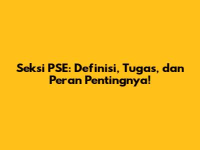 Seksi PSE: Definisi, Tugas, dan Peran Pentingnya!