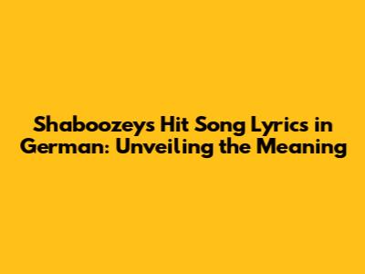 Shaboozey's Hit Song Lyrics in German: Unveiling the Meaning