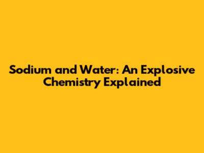 Sodium and Water: An Explosive Chemistry Explained