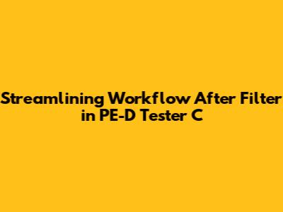 Streamlining Workflow After Filter in PE-D Tester C