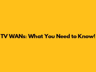 TV WANs: What You Need to Know!