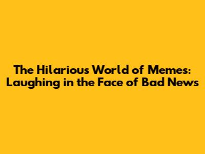 The Hilarious World of  Memes: Laughing in the Face of Bad News