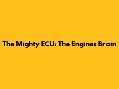 The Mighty ECU: The Engine's Brain