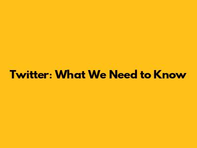 Twitter: What We Need to Know
