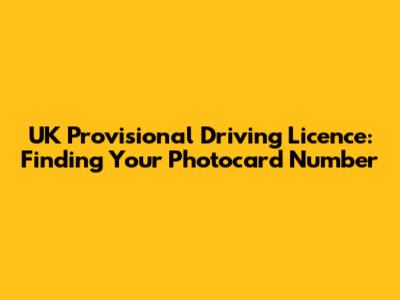 UK Provisional Driving Licence: Finding Your Photocard Number