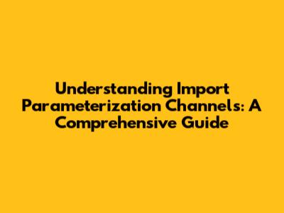 Understanding Import Parameterization Channels: A Comprehensive Guide