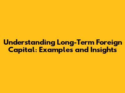 Understanding Long-Term Foreign Capital: Examples and Insights