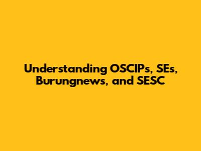 Understanding OSCIPs, SEs, Burungnews, and SESC