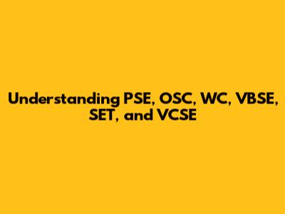 Understanding PSE, OSC, WC, VBSE, SET, and VCSE