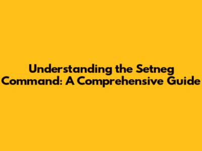 Understanding the Setneg Command: A Comprehensive Guide
