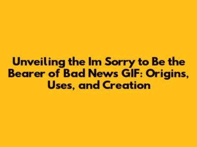 Unveiling the 'I'm Sorry to Be the Bearer of Bad News' GIF: Origins, Uses, and Creation