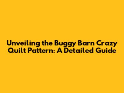 Unveiling the Buggy Barn Crazy Quilt Pattern: A Detailed Guide