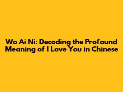 Wo Ai Ni: Decoding the Profound Meaning of 'I Love You' in Chinese