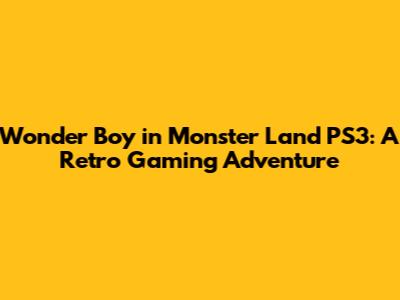 Wonder Boy in Monster Land PS3: A Retro Gaming Adventure