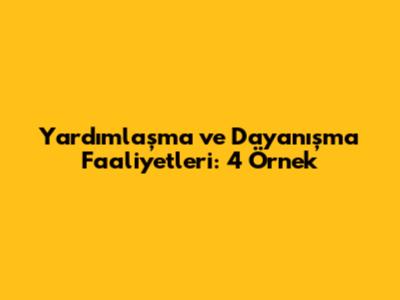 Yardımlaşma ve Dayanışma Faaliyetleri: 4 Örnek