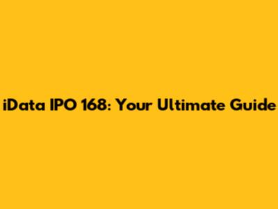 iData IPO 168: Your Ultimate Guide