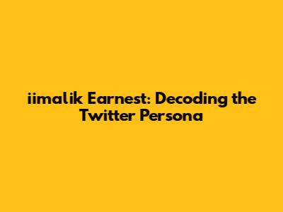iimalik Earnest: Decoding the Twitter Persona